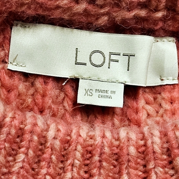 Loft pink knit crochet bishop sleeve Sweater jumper size XS - Picture 7 of 7